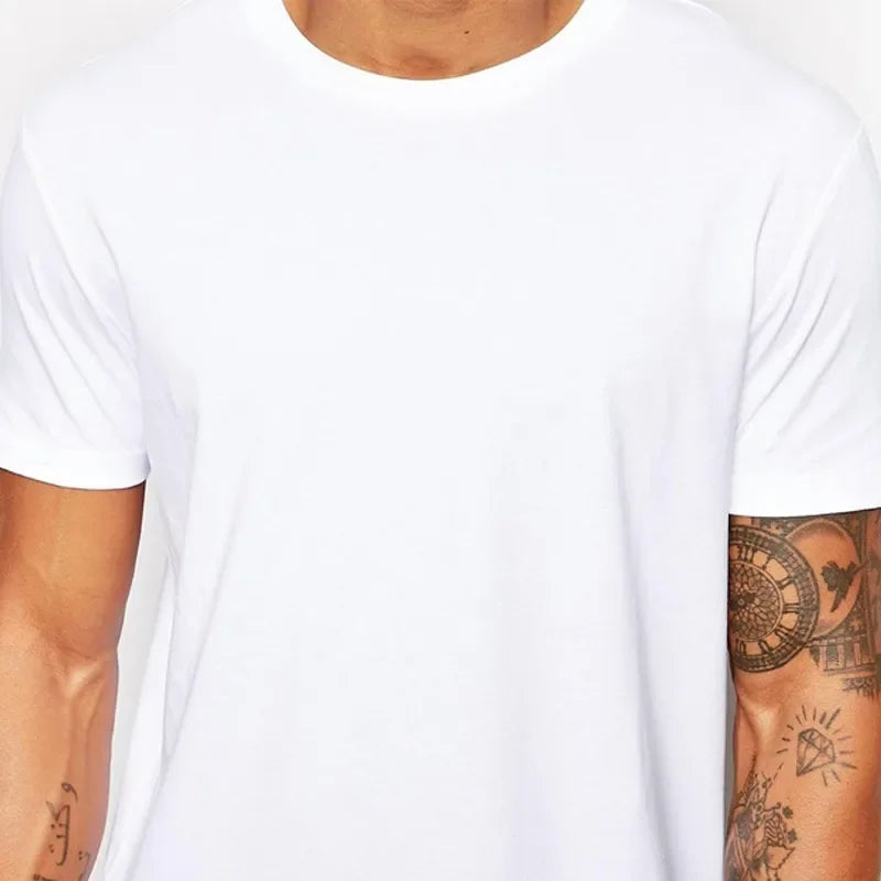 2025 Brand Men's Cotton Clothing White Long T Shirt Hip Hop Men T-Shirt Extra Long Length Man Tops Tee Long Line Tshirt For Male