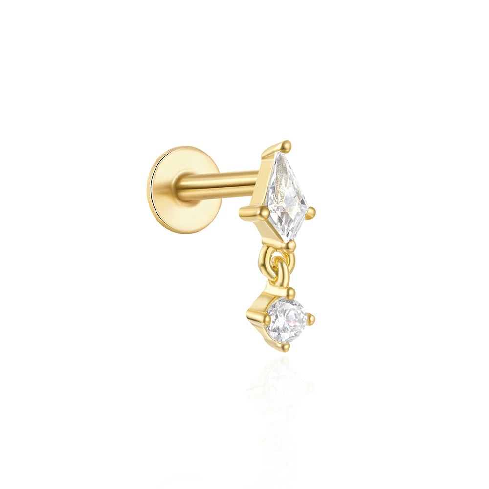 Aide 925 Sterling Silver 1pc Geometry Multi Piercing Stud Earrings For Women K Gold Simple Elegant Tassel Jewelry Gift Pendiente