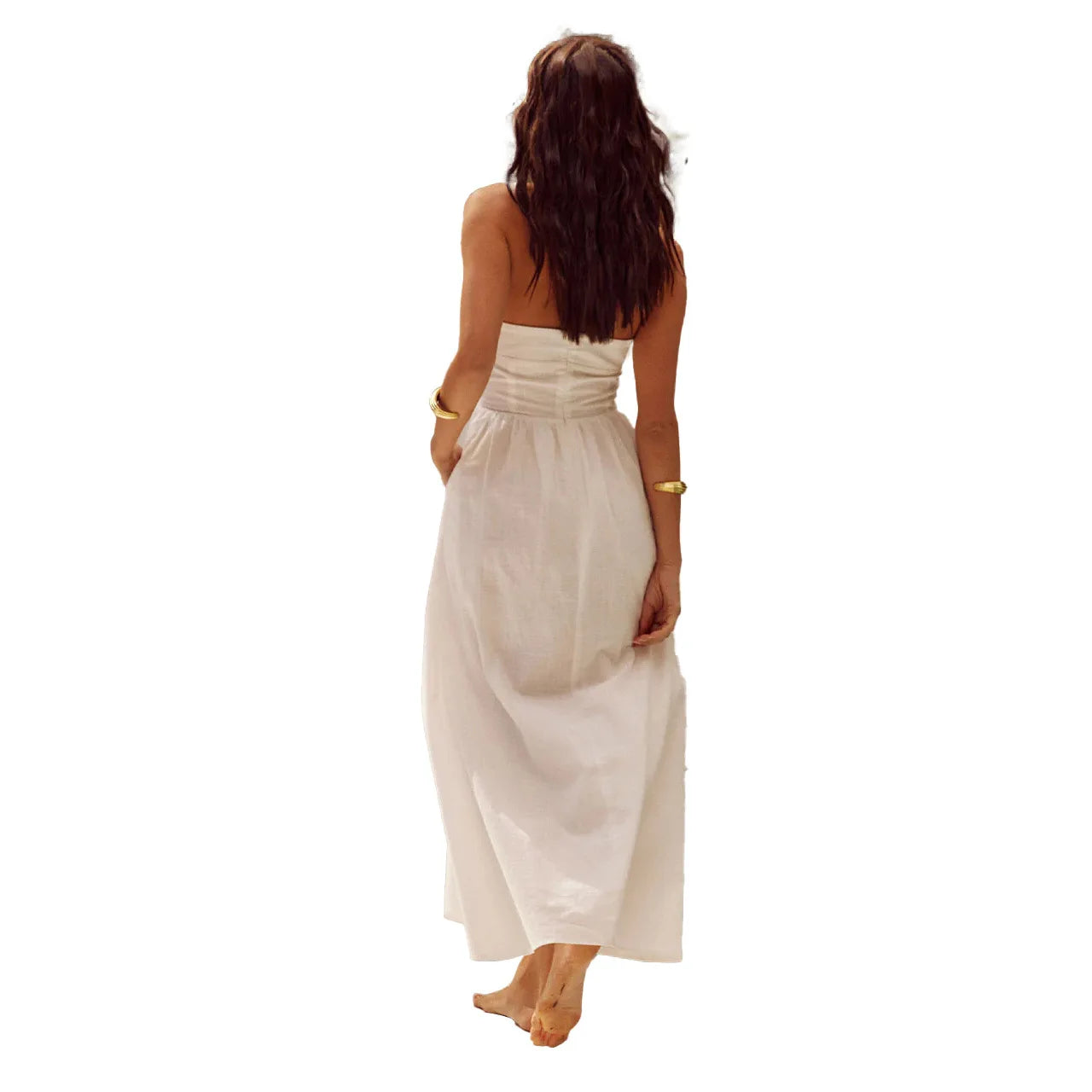 Fashion Halter Neck Long Dresses Women 2024 Summer New Sexy Backless Temperament Commuting Maxi Dress Female Streetwear Vestidos