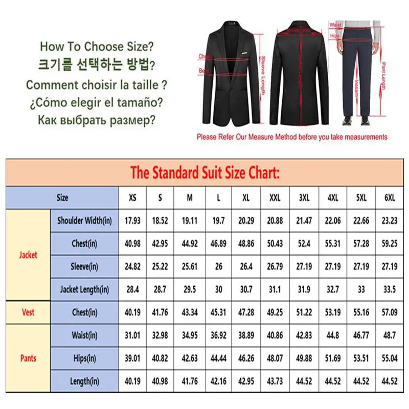 Suit (Blazer+pants) Fashion Business Gentleman Italian Style Slim Solid Color Professional Suit Wedding Groom Best Man Suit