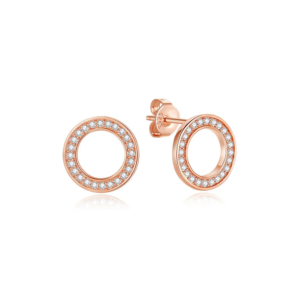 Original 925 Sterling Silver Earrings 2025 Stud Hoop Crystal Earings For Women Rose Gold Crown Heart Infinity Bee Earing Jewelry
