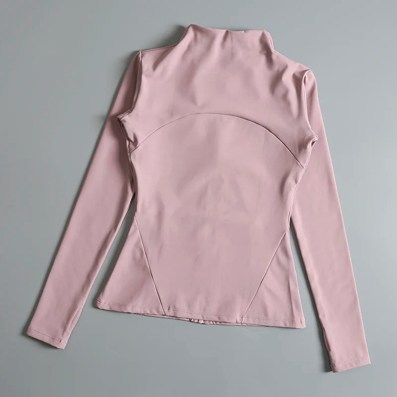 New yoga wear ladies coat round high elastic loose exercise yoga fitness long sleeve stand-up collar yoga tops