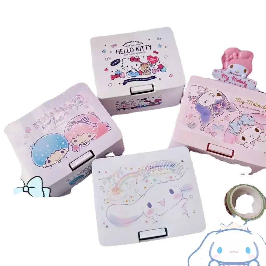 Genuine Japanese Sanrio Melody Sanrio Cotton Swab Stick Box Press Pop-up Cover Storage Box Cosmetics Storage Box