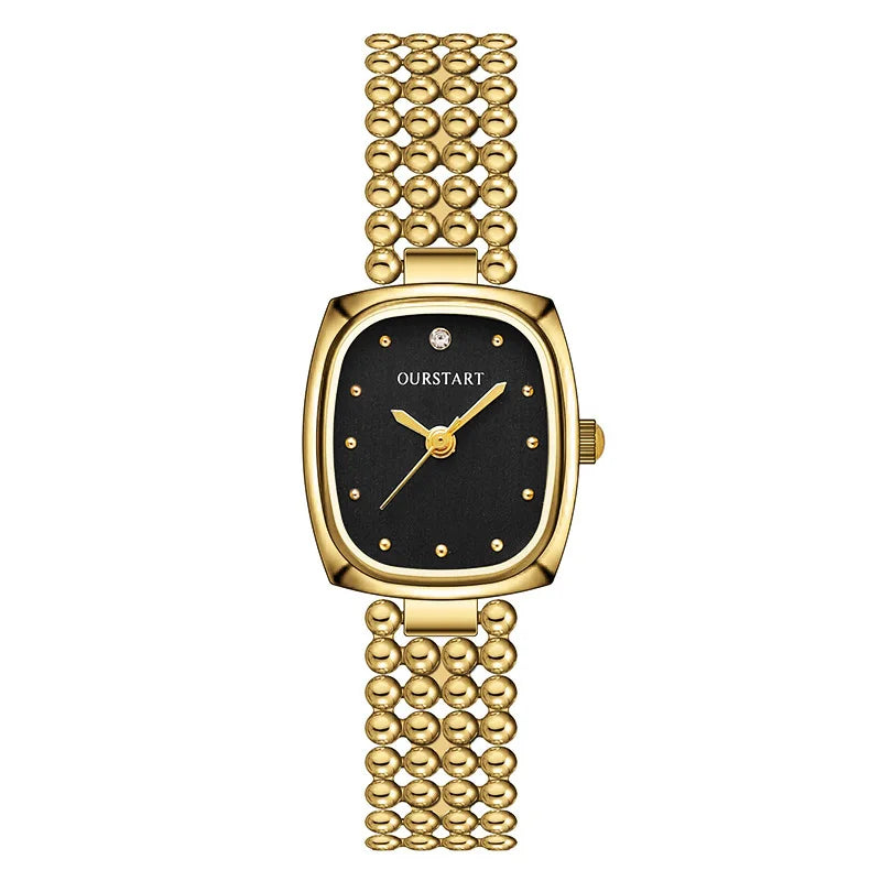 Luxury Gold Bracelet Watches for Women High Quality Retro Square Quartz Wristwatches Steel Strap Ladies Clock Gifts Reloj Mujer