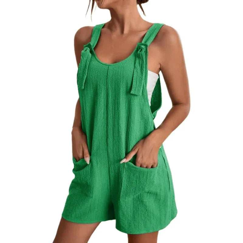 Summer Plus Size Women's Jumpsuit Overalls Sleeveless Loose Sleeveless Wide Leg Overall Solid Casual Daily Romper with Pockets