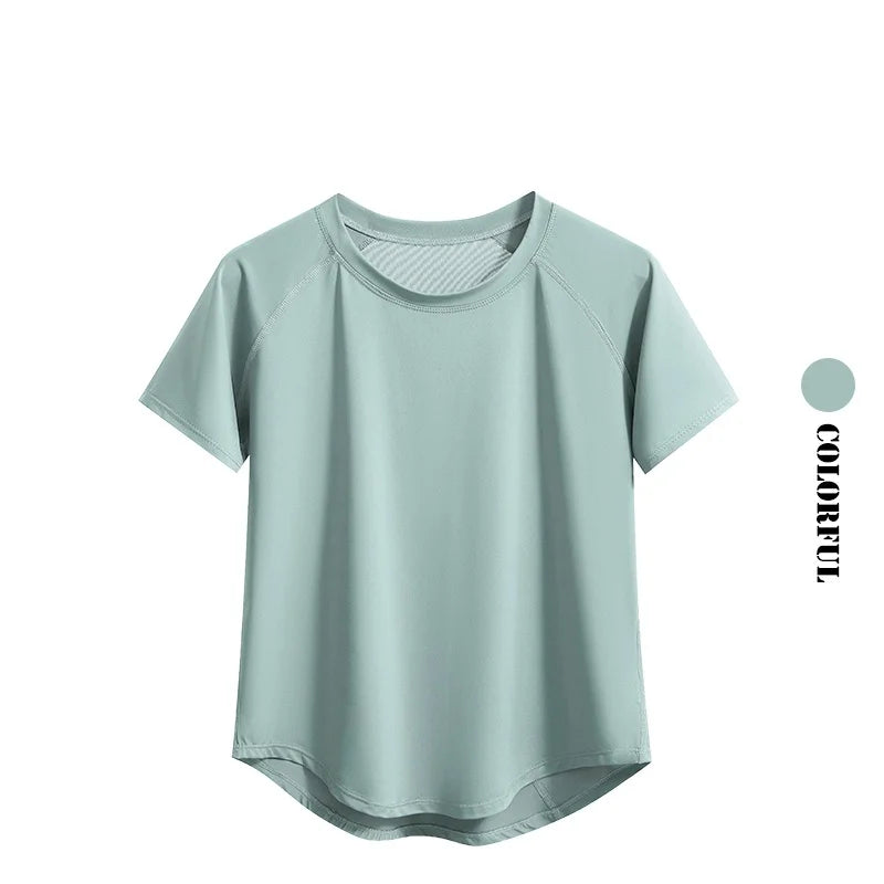 DRUR ヨガトップス スポーツウェア レディース ジムシャツ 通気性 速乾 半袖 ワークアウト Tシャツ ジョガー ランニング Tシャツ ヨガウェア 新作