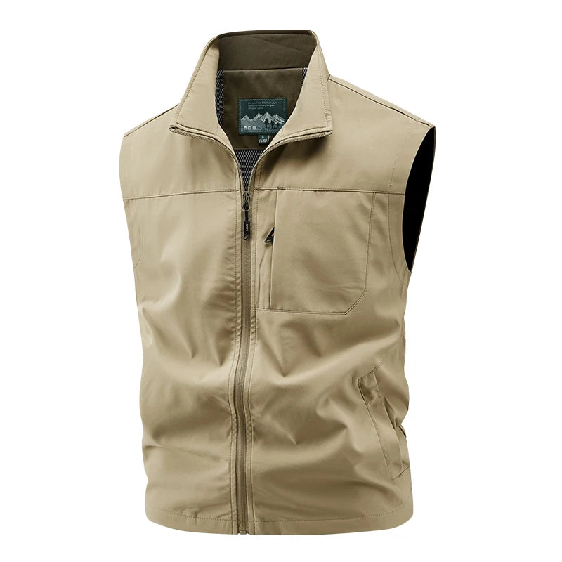 Men Outdoor Cargo Breathable Sleeveless Vest Mens Tactic Casual Fish Vests Coats Man Pockets Sport Loose Cardigan Vest Waistcoat