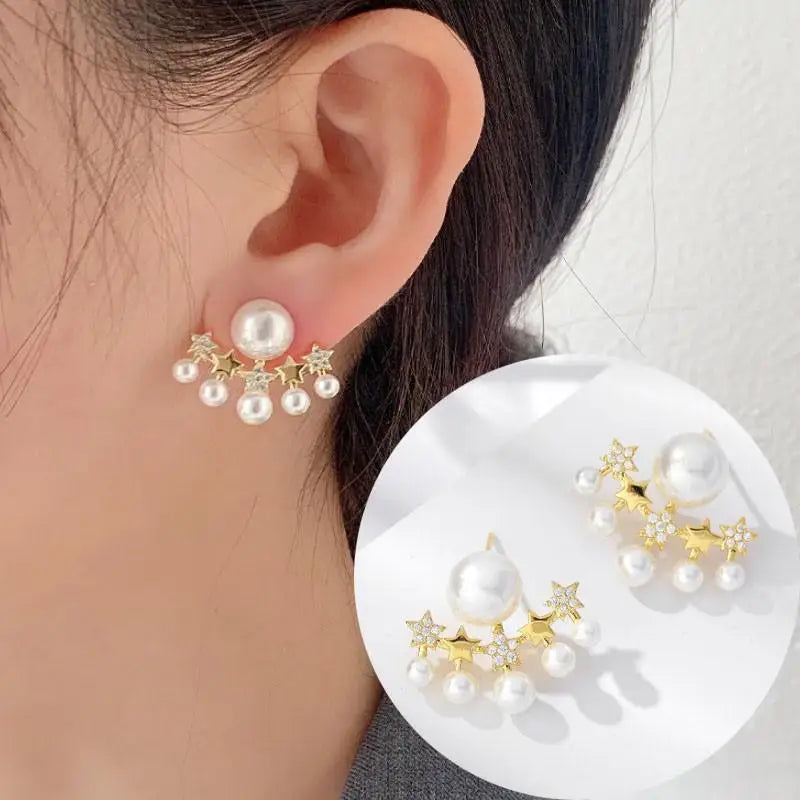 925 Silver Needle Hollow Crystal Swan Earrings For Women Korean Jewelry 2025 Trending New Luxury Animal Pearl Stud Earrings Gift