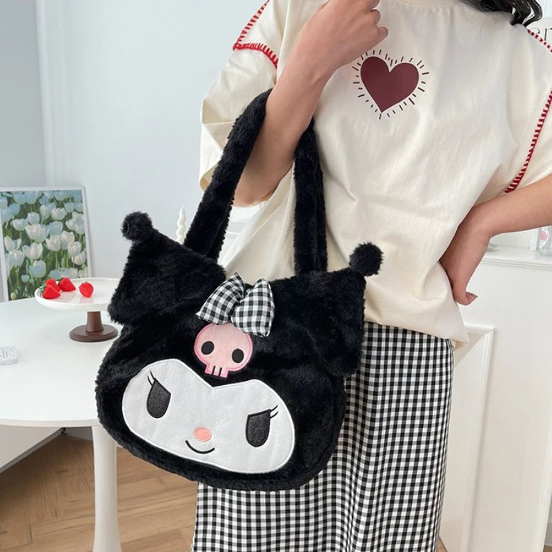 Sanrio New Model Cartoon Cute Kuromi Large-capacity Shoulder Bag Cinnamoroll Hand-held Underarm Bag Daily Match Girl Gift