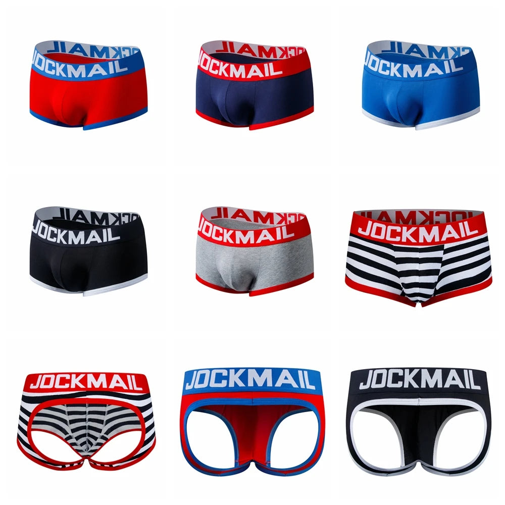 Men's Panties Jockstraps Men Underwear Gay Thong Man Boxer Shorts Underpants Slip Sexy Cotton Pouch Cuecas Gay Thongs G String