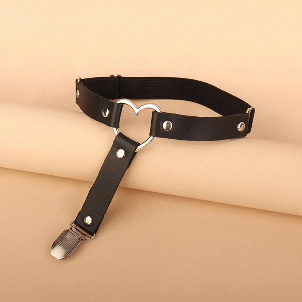 Sexy Heart Thigh Chain Garter Belt Pu Leg For Women Harness With Flower Rope Personality Accessories X9r9
