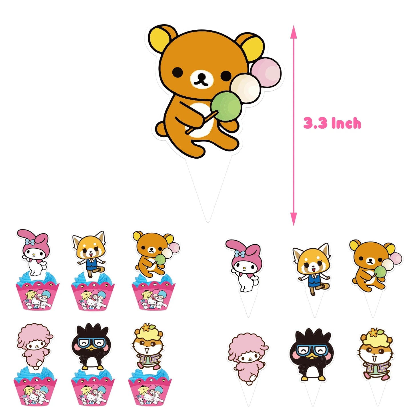 kawaii Sanrio Birthday Party cutlery plate Disposable Banner Cake Topper Hanging Flag Hello Kitty Balloons Birthday Decorations