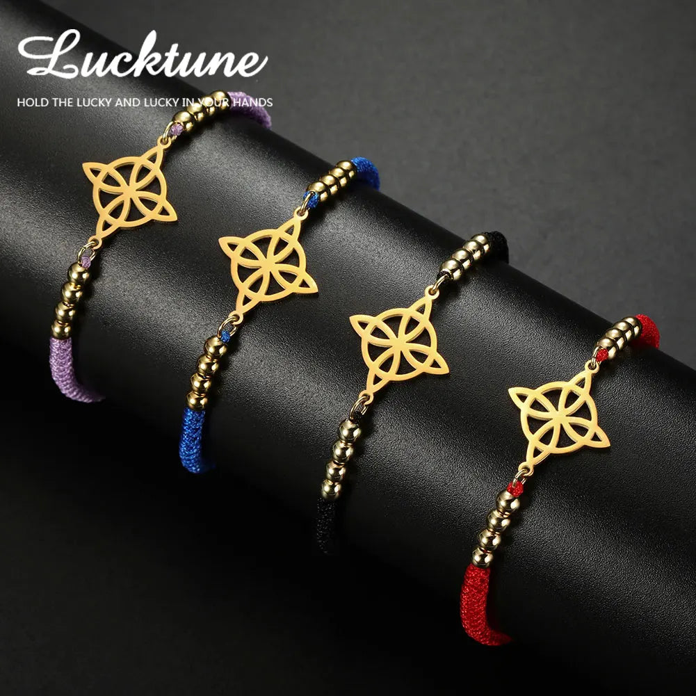 Lucktune ウィッチクラフト ウィッチノットペンダントアンクレット レディース ステンレススチール シルバーカラー アンクレット サマーアクセサリー ビーチジュエリー