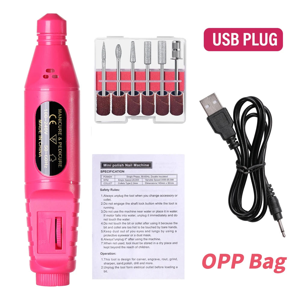 LINMANDA 6 in 1 電動ネイルドリルキット ネイルポリッシャー マニキュア ポータブルネイルファイル ネイルドリル機器 ペンツール マシン