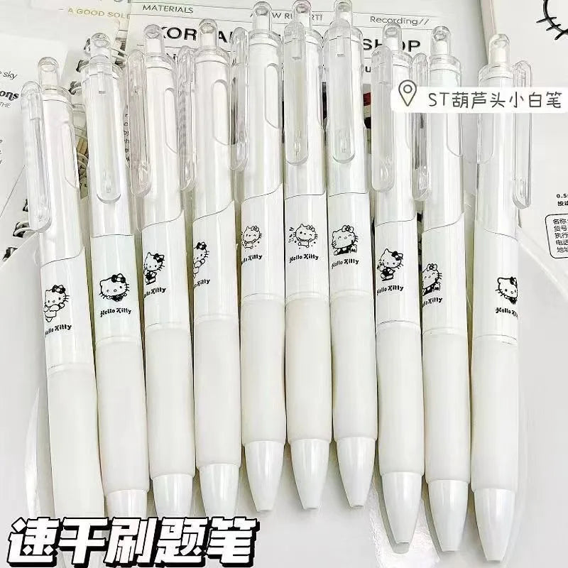 NEW Hello Kitty kawaii cute anime cartoon little white gel pen black student high-looking simple carbon girl quick-drying pen