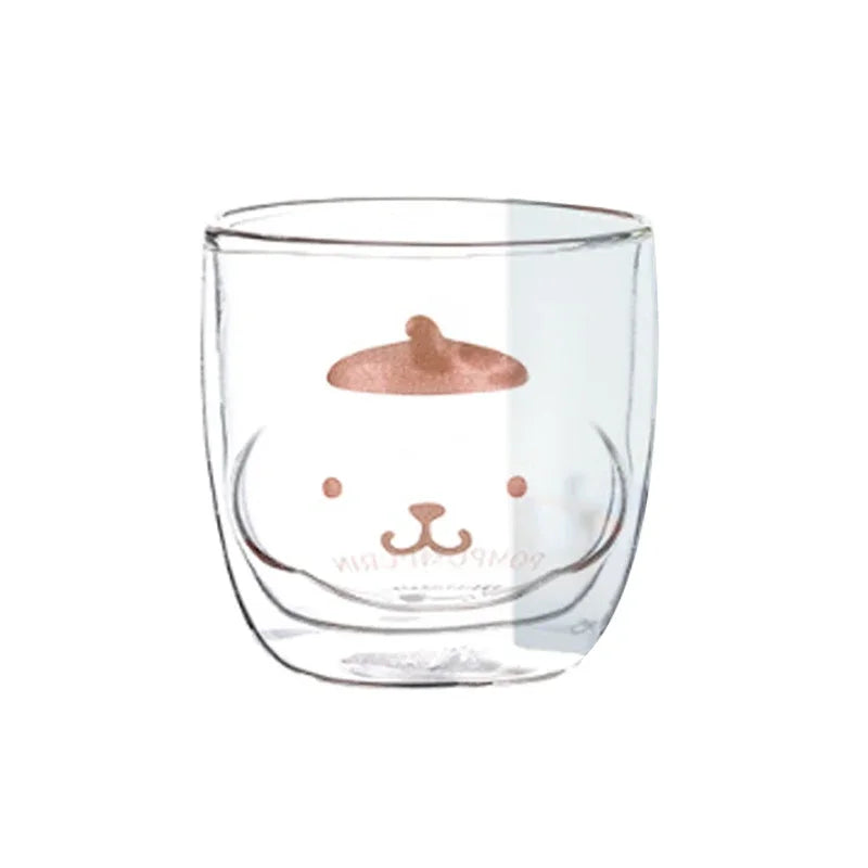 Sanrio Hello Kitty Cute Glass Cup Transparent Coffee Milk Water Cups Cinnamoroll Kuromi My Melody 300ml Student Milk Heat Gift