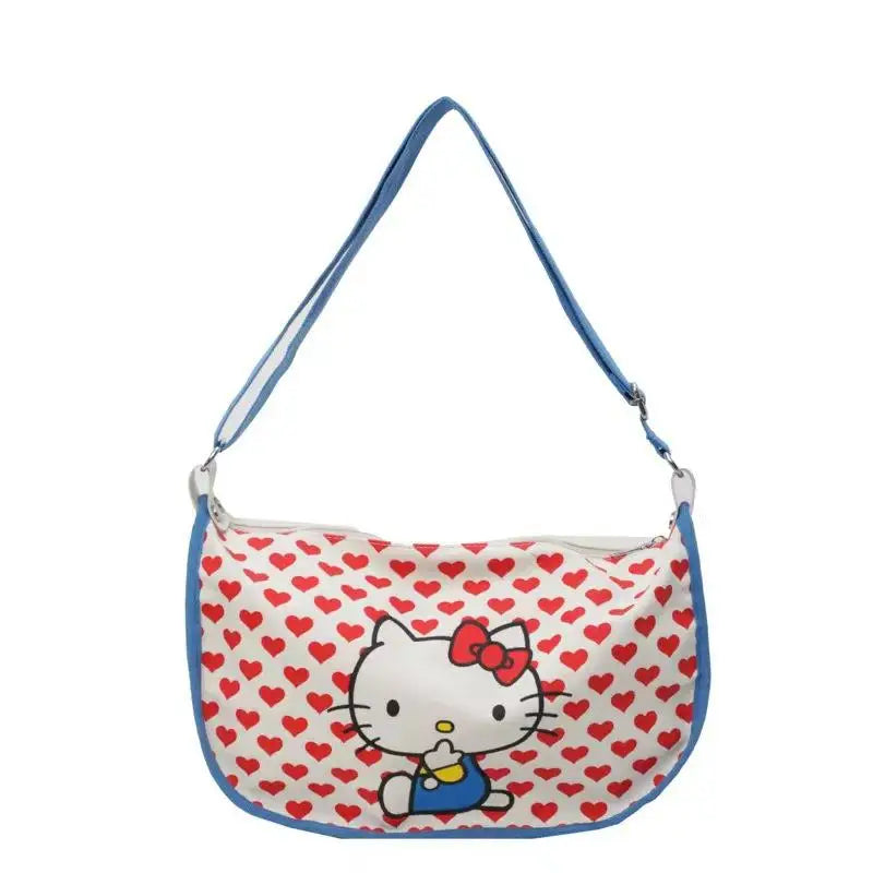 Cartoon Sanrio Hello Kitty Plaid Handbag Commuting Light Portable Summer Storage Shoulder Handbag High Capacity