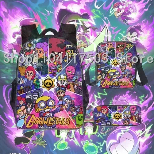 Anime Figures 3Pcs Backpack Set Kawaii Schoolbag Cartoon Mochila Anime Large Capacity 16 inch Bags Birthday Gifts