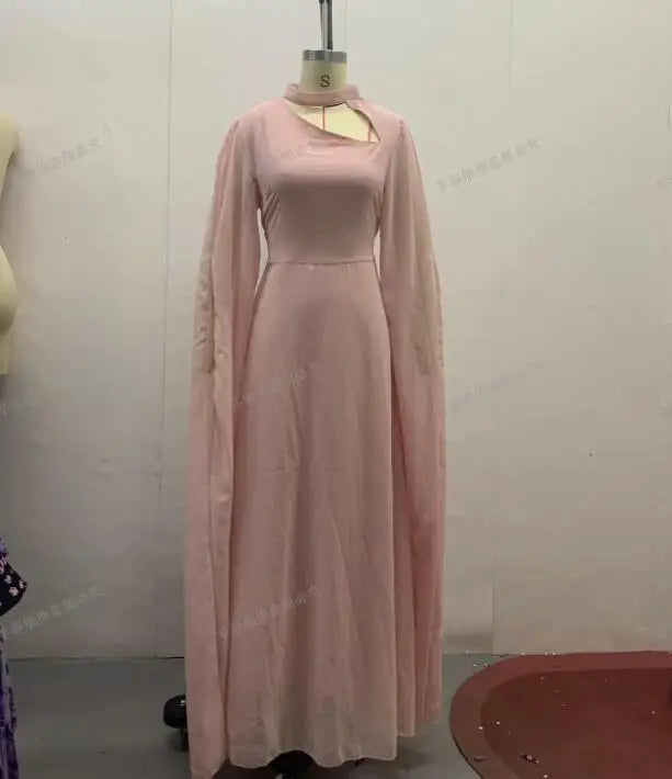 Party Dresses Women Long Dress Round Collar Solid Color Lace Up Tight Waist A Line 2025 Female Vestidos Temperament Maxi Gown