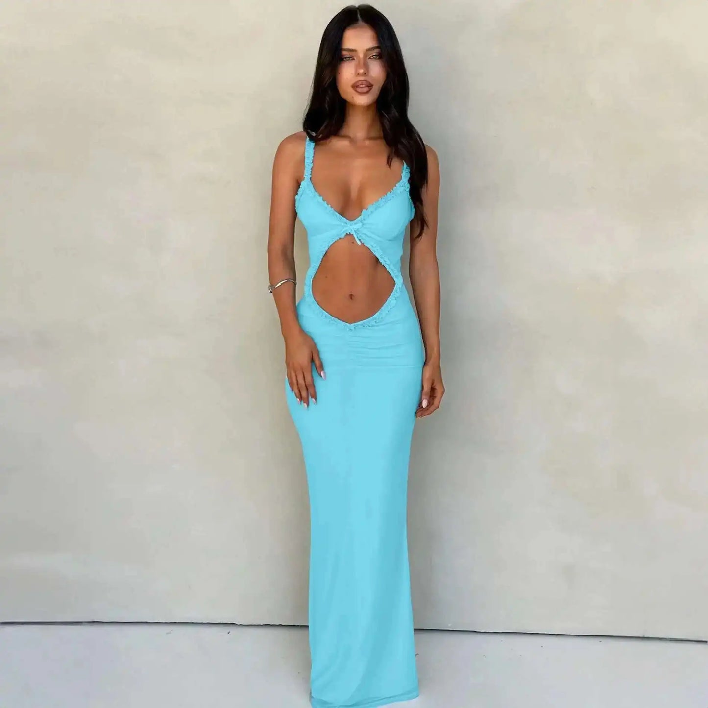 Giyu Sexy Evening Club Party Dresses Women 2025 Summer Sleeveless Backless Hollow Out Maxi Long Dress Elegant Bodycon White Robe