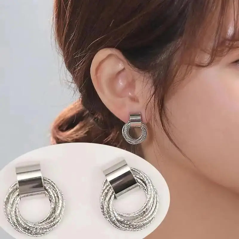925 Silver Needle Korean Fashion Leaf Flower Earrings For Women Metal Earings Jewelry 2025 Trending Women's Gold Color Earrings