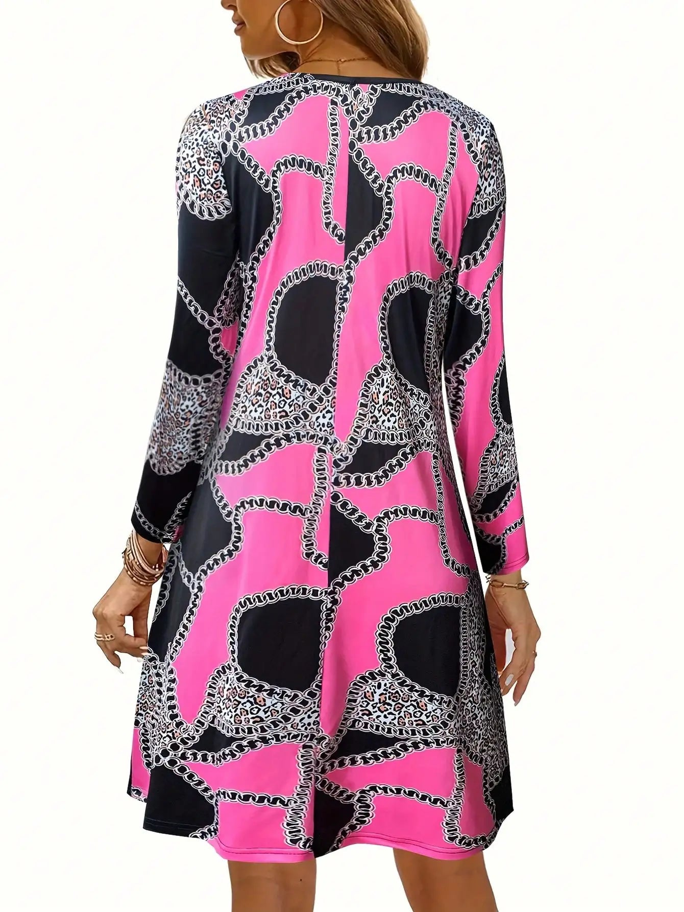 Women's casual paisley printed long sleeved dresses for women,fashion scallop women short dresses,spring outfits for women