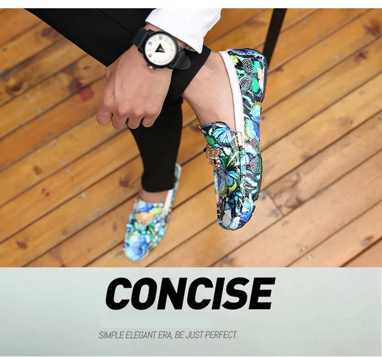 Luxury Loafers Men Fashion Printed Leather Shoes Designer Moccasin for Man Party Shoes Comfortable Flats Driving Shoes Male
