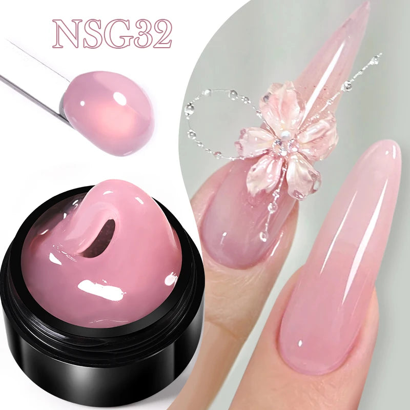 BORN PRETTY 15ml クリア ノンスティック ハンドエクステンション ジェルネイルポリッシュ 3Dシェーピングネイルアート用 固形ミルキーゼリーハードジェル フェイクネイル用