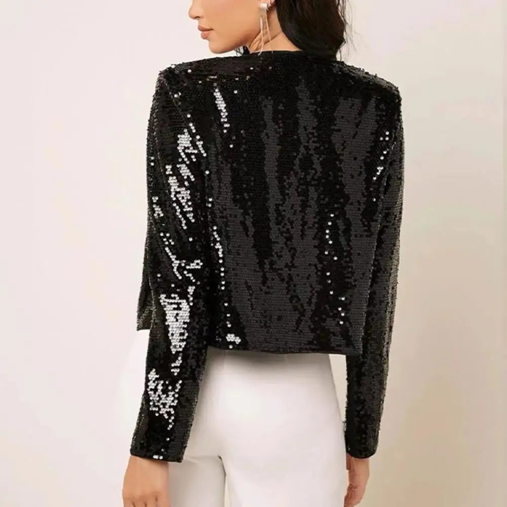Glitter Sequin Jacket Autumn Sequins Golden Loose Jacket For Women Long Sleeve Casual Jacket Female Fashion Coats Women Jackets