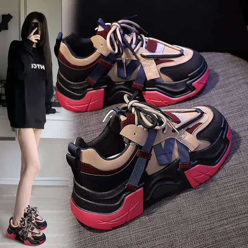 Sneakers Woman Footwear High on Platform Athletic Sports Spring Autumn Shoes for Women Trends 2024 Deals Korean New Casual Light