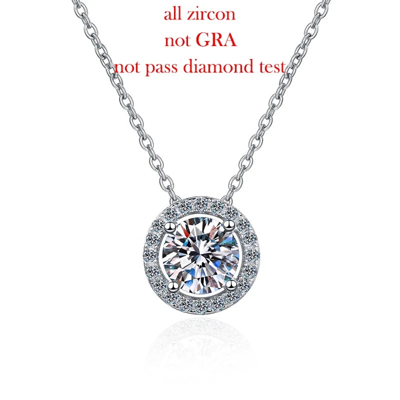 Smyoue 0.3-2CT 100% D Color Moissanite Necklace for Women Sparkling Lab Diamond Pendant 925 Sterling Silver Wedding Jewelry GRA