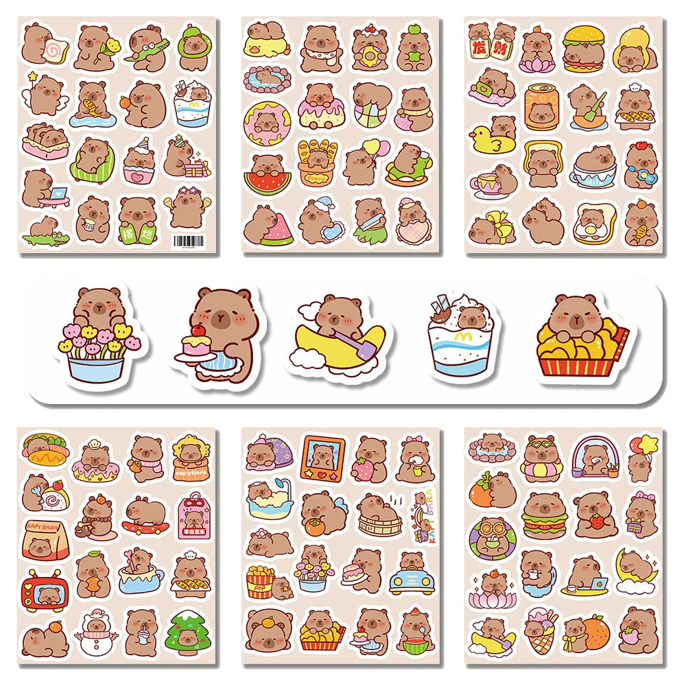 10/30/50/100枚 かわいいおもしろカピバラ MEME ステッカー かわいい動物デカールデコレーション DIY ノートブック ノートパソコン 荷物 PVCステッカー 子供用