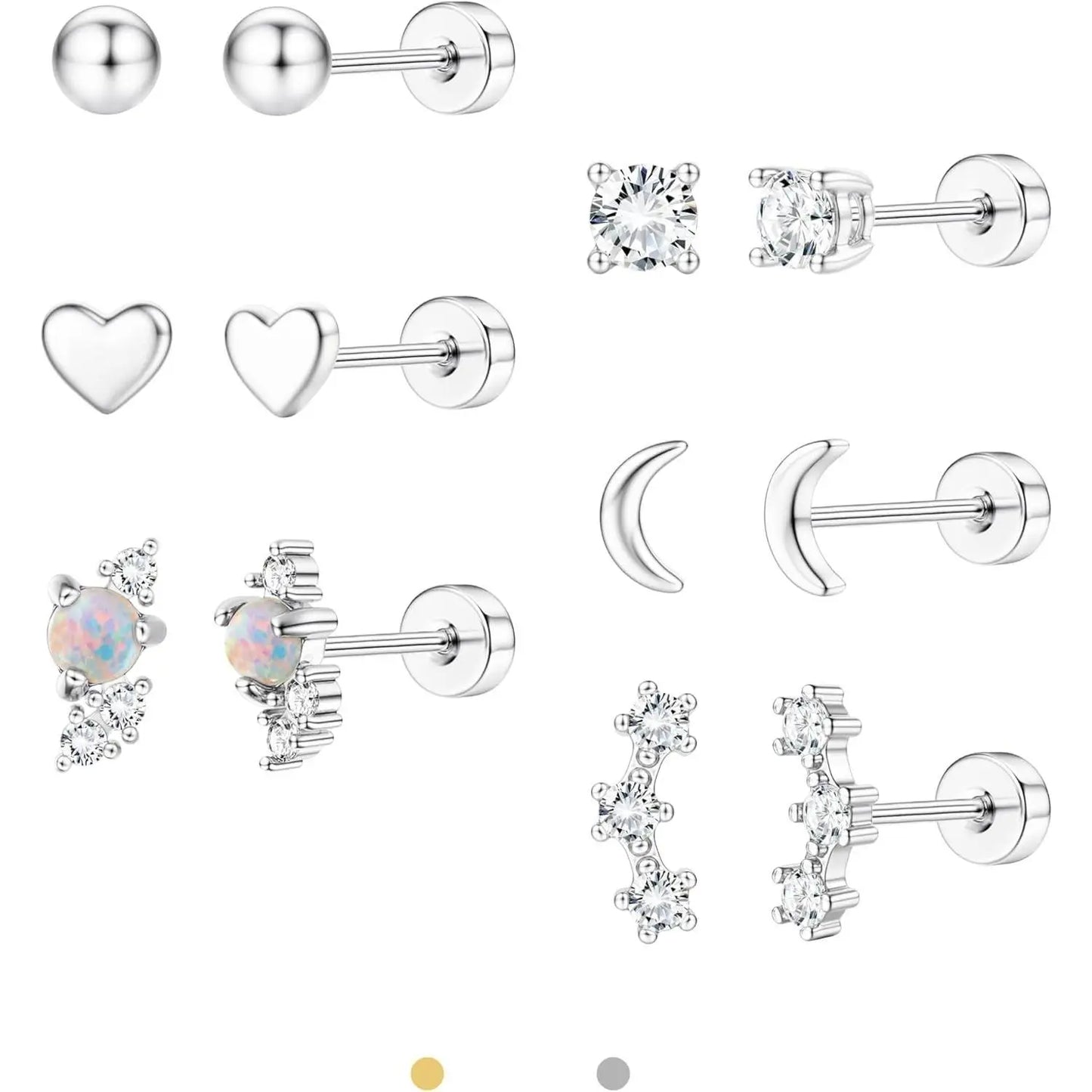 FASACCO Flat Back Stainless Steel Stud Earrings for Women 14K Gold-plated Cartilage Earring Helix Conch Tragus Piercing Jewelry