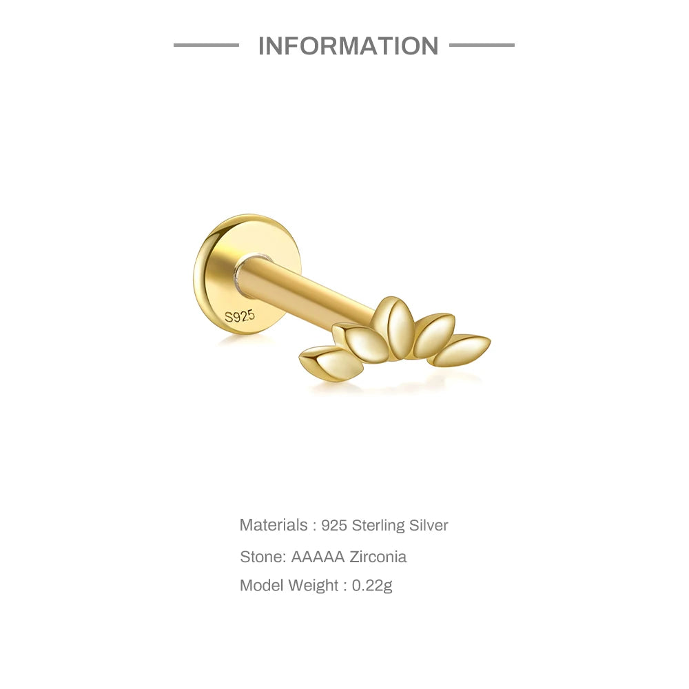 Aide 925 Sterling Silver 1pc Geometry Multi Piercing Stud Earrings For Women K Gold Simple Elegant Tassel Jewelry Gift Pendiente