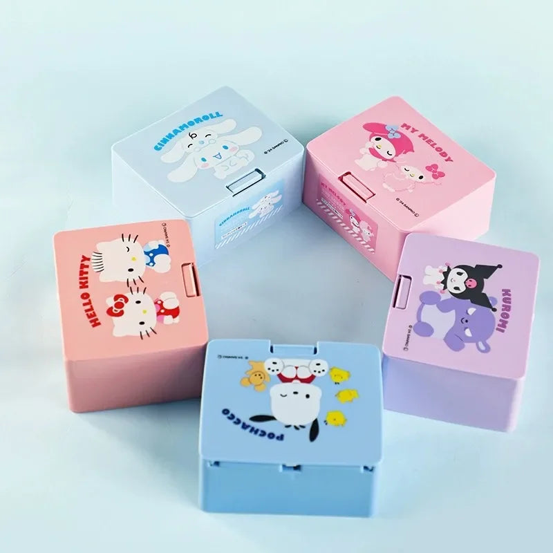 Genuine Japanese Sanrio Melody Sanrio Cotton Swab Stick Box Press Pop-up Cover Storage Box Cosmetics Storage Box