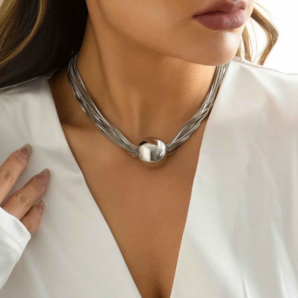 2022 Punk Style Gold Color Metal Multilayer Box Chain Clavicle Necklace Ladies Hip Hop Round Necklaces Men Fashion Girls Jewelry