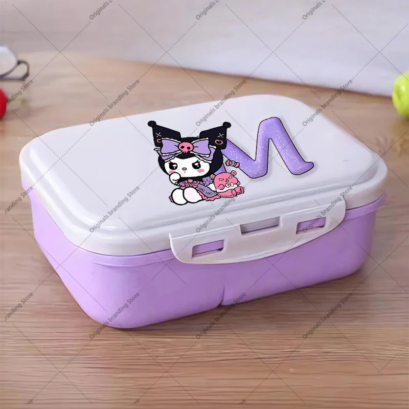 Kuromi 26 Letters Lunch Box Kawaii Girl Portable Bento Rice Boxs Student Hermetic Food Crisper Single Layer Capacity Kids Gift