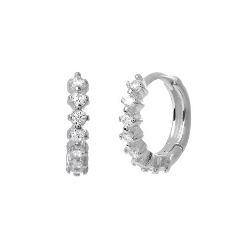 925 Sterling Silver Needle Simple and casual miniature colored zircon circle earrings Women's fashionable Small fresh Jewelry