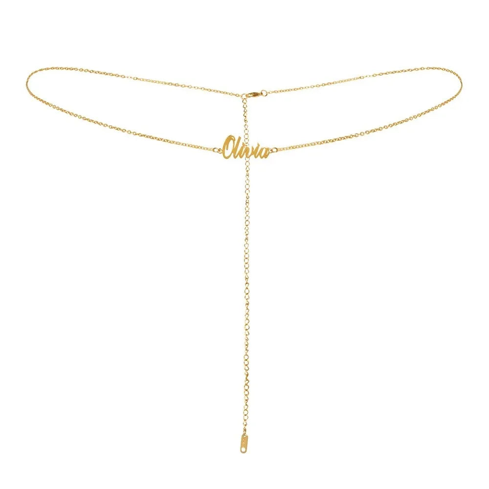 Customized women's stainless steel name waist chain belly chain sexy waist circumference sexy personality body chain jewelry bir