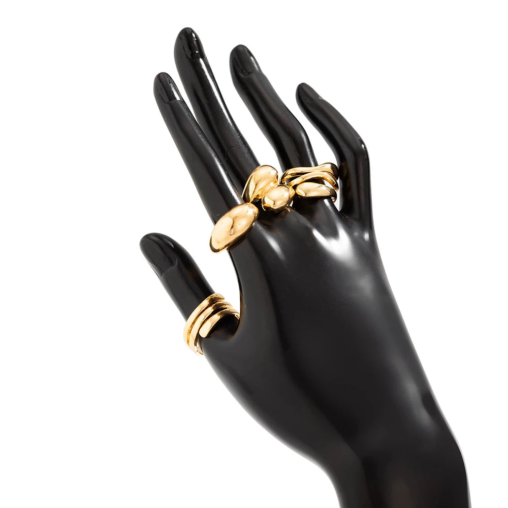 Fashion 4Pcs Irregular Rings Set for Women Punk Personality Gold Silver Color Open Rings Party Daily Female Jewelry