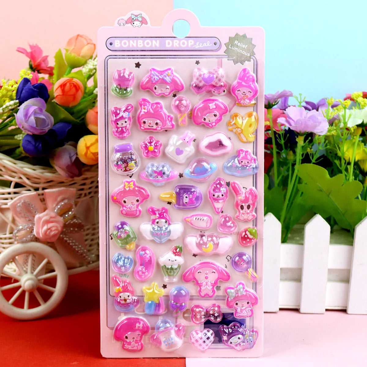 Cartoon Sanrio Hello Kitty Kuromi 3D Transparent Jelly Sticker Crystal Decorative Sticker Children DIY Phone Casesdiy Stationery