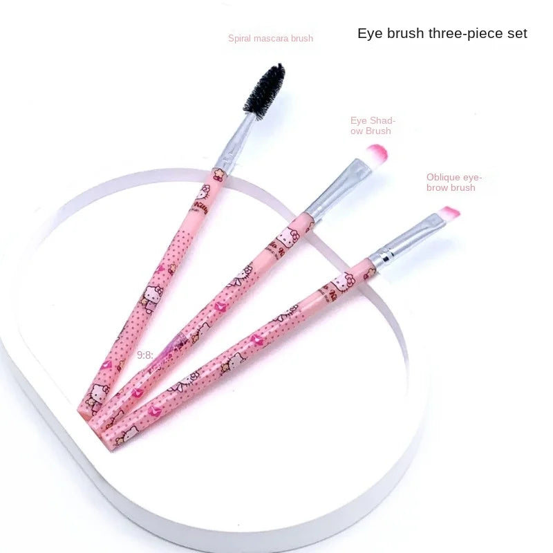 Sanrio makeup brush cartoon Hello Kitty eye makeup beginner eye shadow oblique eyebrow brush spiral eyelash curling brush set