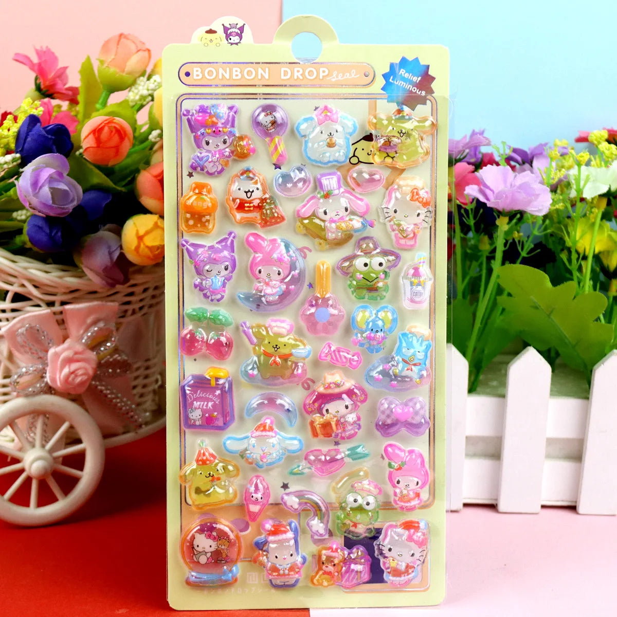 Cartoon Sanrio Hello Kitty Kuromi 3D Transparent Jelly Sticker Crystal Decorative Sticker Children DIY Phone Casesdiy Stationery