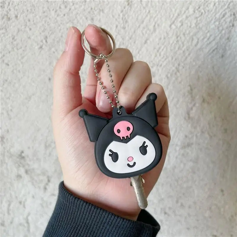 Sanrio Hello Kitty Kuromi Keychain Silicone Kawaii Anime Cute Key Case Kt Cat Pendant Melody Access Control Card Case Keychain