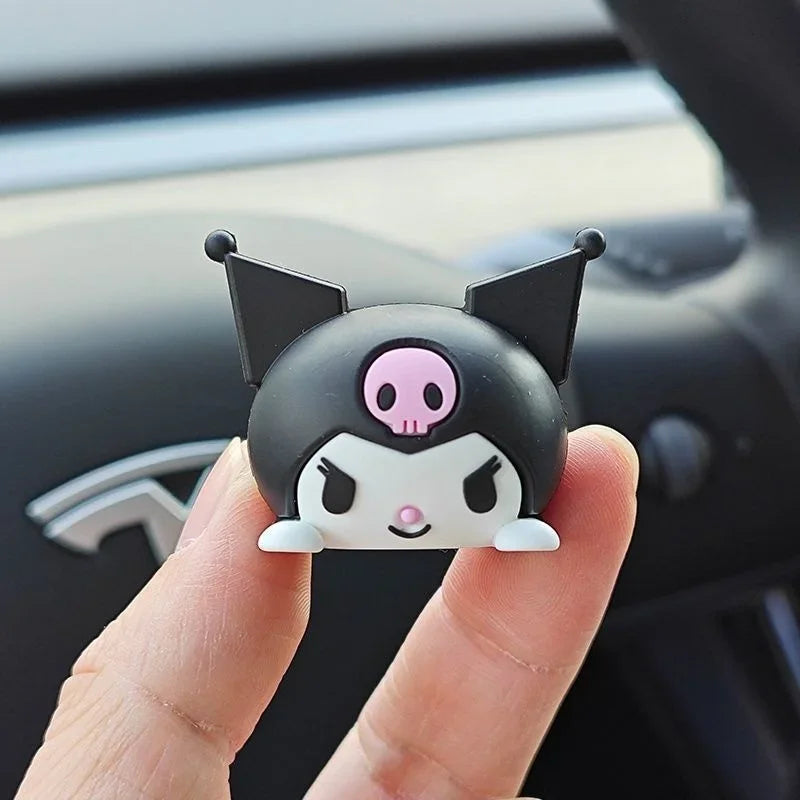 1/4pcs HelloKitty My Melody Kuromi Cinnamoroll Rubber Durable Cute 3D Cartoon Dashboard Decorations for Vehicle Decor