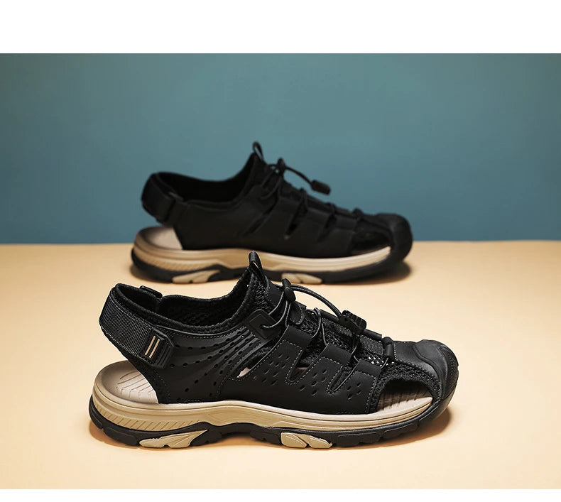 Men's Sport Sandals Handmade Genuine Leather Sandals for Men Summer Outdoor Anti-collision Comfortable Casual Beach Sandals