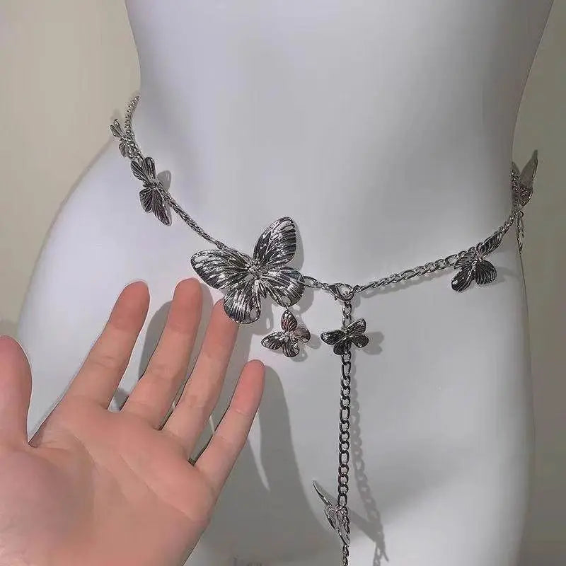 Y2K Designer belt Jewelry Multilayer Pearl waist chain for Women's Fashion Retro Character Playing Body Accessories Party Belts