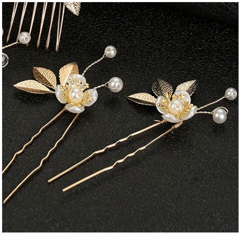 5 Pcs Crystal Luxury Hair Accessories Set Sweet Romantic Women's Bride Party Wedding Accessories Jewelry Hair Clip Hair Comb Set