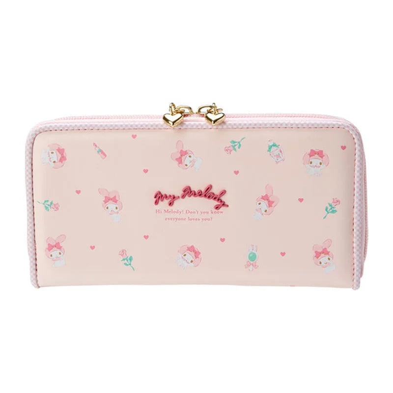 Sanrio Cinnamoroll Kuromi My Melody Hello Kitty Kawaii PU Leather Wallet Card Holders Casual Coin Purse Money Bag