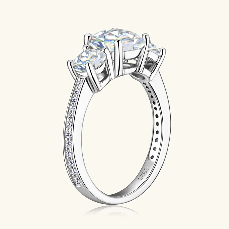 RAPRGOLD All Round Moissanite Promise Ring for Women Solid s925 Sterling Silver Wedding Rings Engagement Band Fine Jewelry Gifts